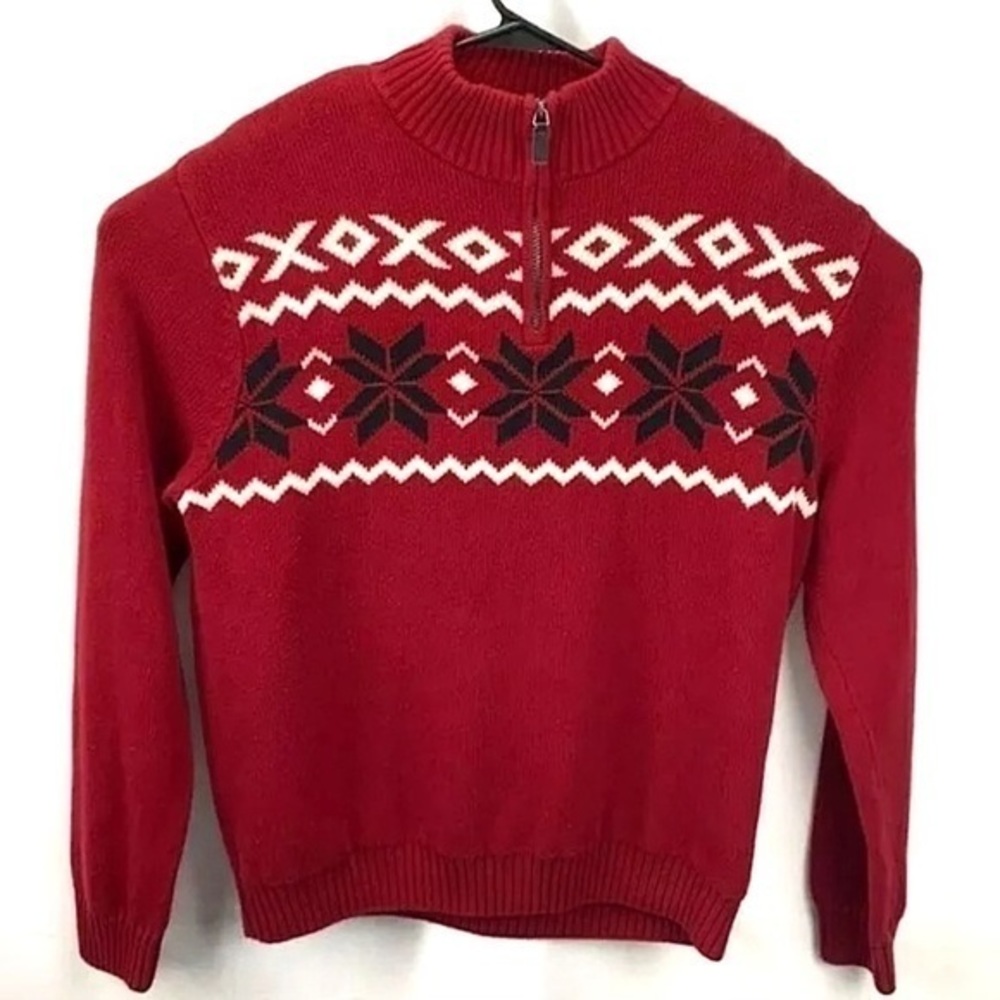 CHAPS XL Quarter Zip Red Long Sleeve Sweater